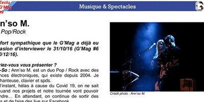 Retrouve l'interview d' Ann'so M dans le G'Mag